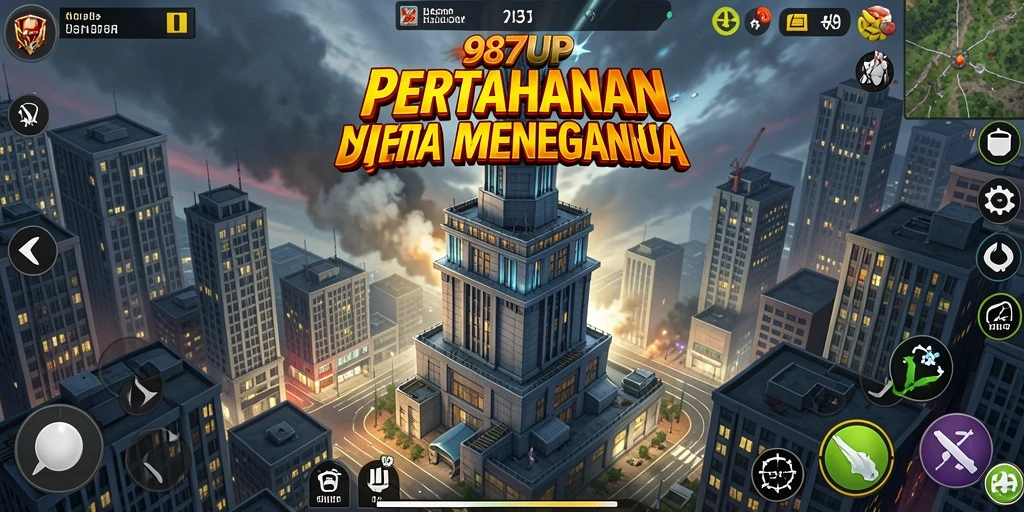 Gameplay mendebarkan dari 987UP Tower Defense yang menantang.