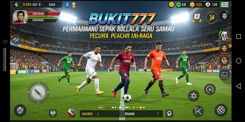 Screenshot BUKIT777 menampilkan aksi seru permainan sepak bola.