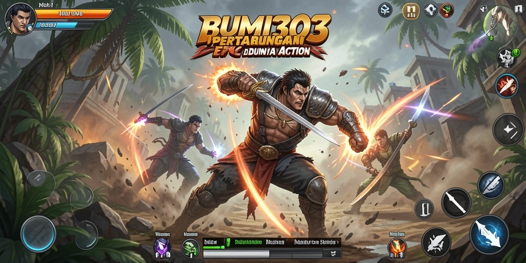 Tampilan menegangkan dari gameplay BUMI303 saat bertarung.