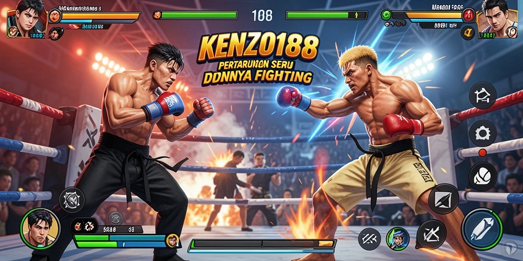 Tangkapan layar gameplay KENZO188 menampilkan pertarungan epik.