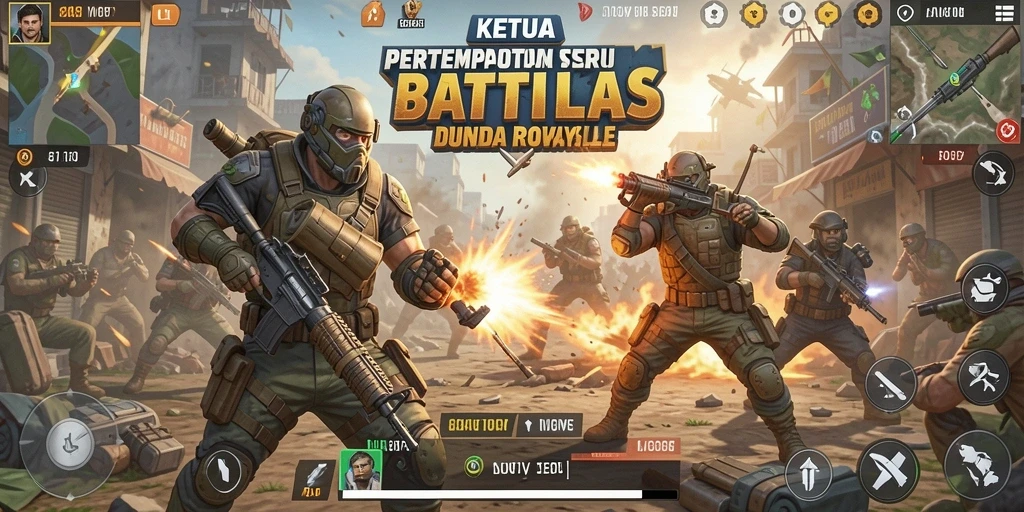 Tampilan gameplay KETUA yang intens dan menegangkan dalam pertempuran Battle Royale.
