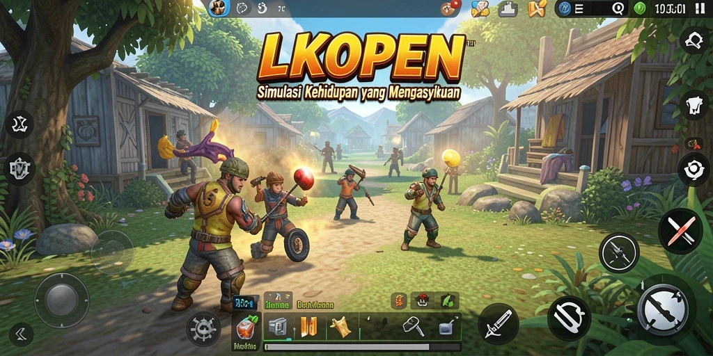 Tampilan gameplay LKOPEN yang menarik dengan beragam karakter dan lingkungan.