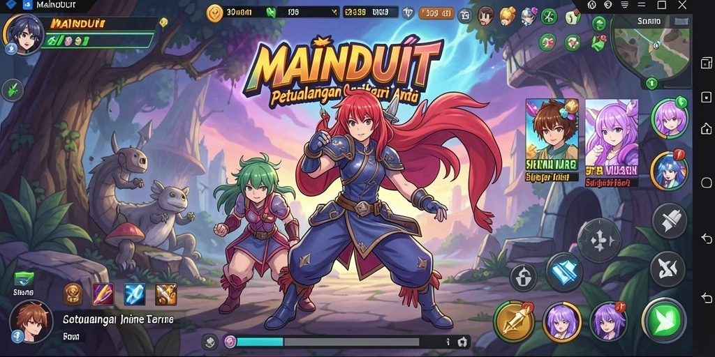 Tangkapan layar utama MAINDUIT menampilkan aksi mendebarkan di dunia Anime.