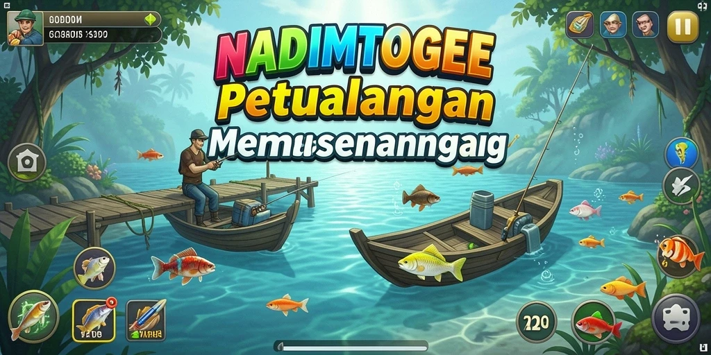 Screenshot gameplay NADIMTOGEL menampilkan momen memancing yang mendebarkan.