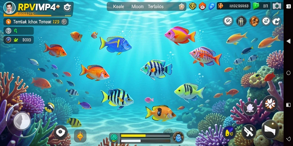 Screenshot gameplay RPVIP4 dengan aksi menembak ikan yang seru.