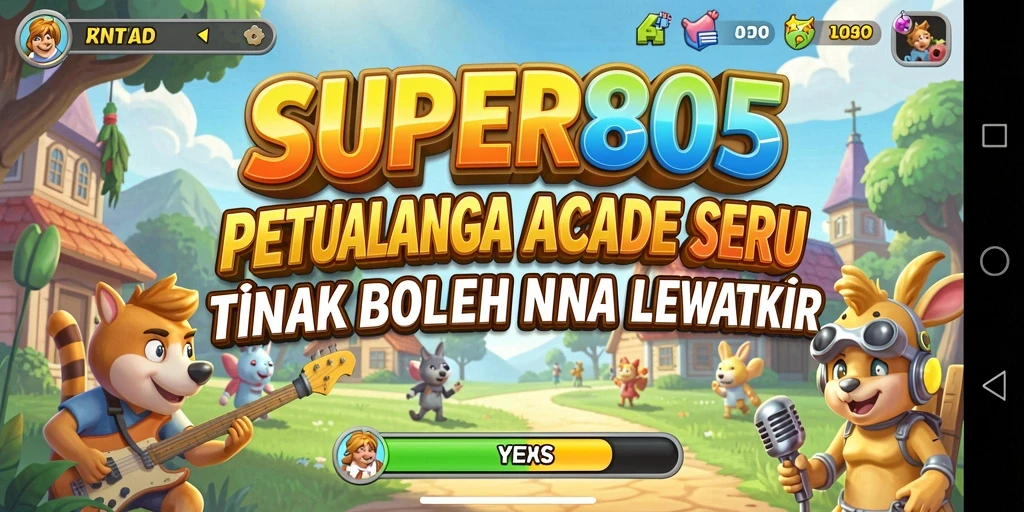 Tangkapan layar utama SUPER805 menampilkan aksi gameplay Arcade yang menyenangkan.